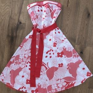RUBY ROX Polka Dot Floral Strapless Dress